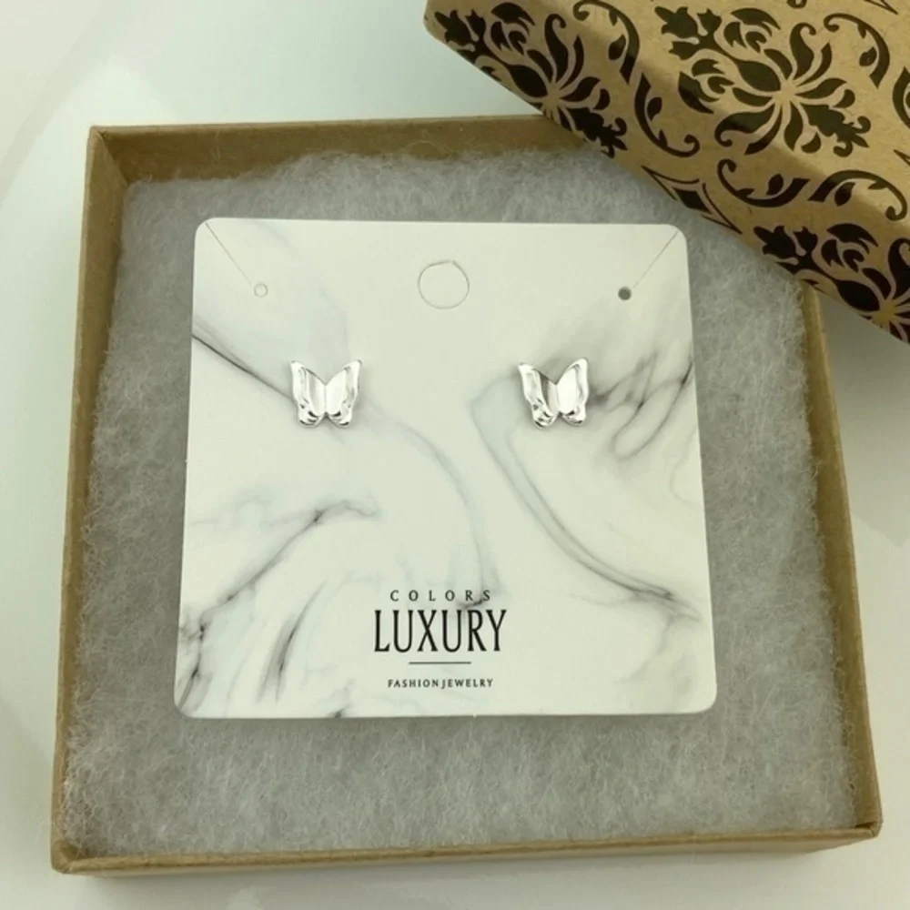 Sterling‎ Silver Earrings Butterfly Post Earrings